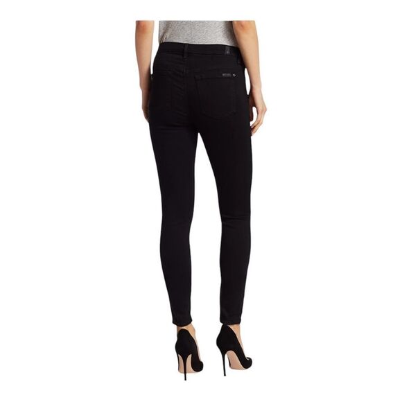 7 For All Mankind Women's Mid-Rise Skinny Pants Black Size 28 EUC - Picture 2 of 7